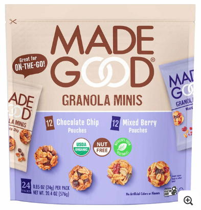 MadeGood Organic Granola Minis, Variety Pack, 0.85 oz, 24-count