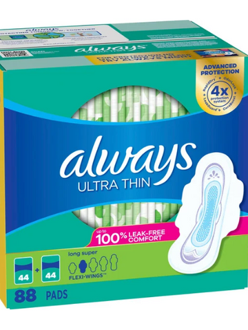 Always Ultra Thin Long Pads, 88 ct