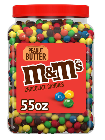 M&M'S Chocolate Candy, Peanut Butter, 55 oz Jar