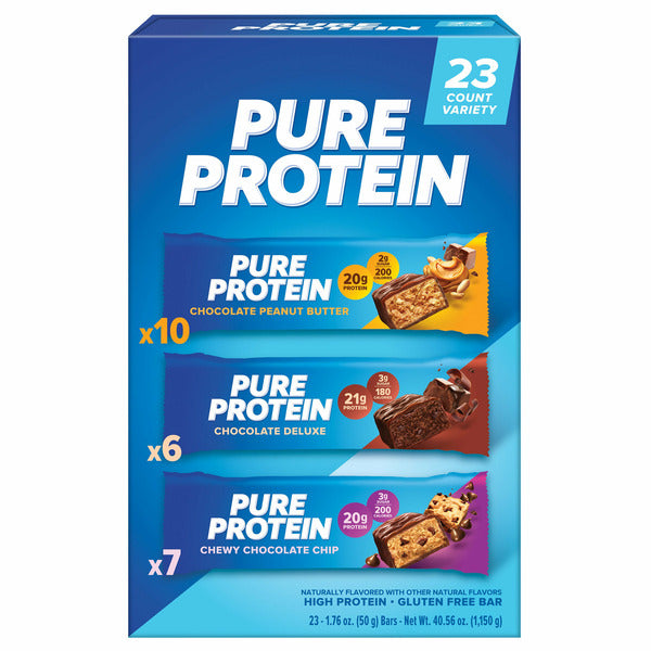 Pure Protein Bars, Variety Pack, 1.76 oz, 23-count