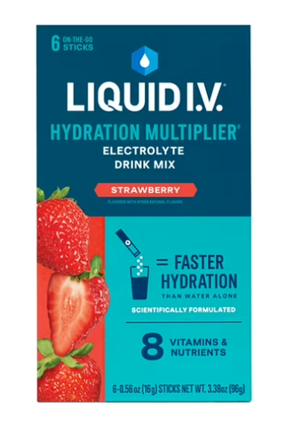 Liquid I.V. Hydration Multiplier Electrolyte Powder Packet Drink Mix, Strawberry, 6 Ct